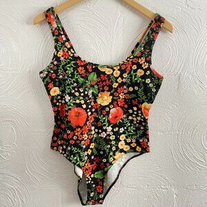 Zara Boho Retro 70s Botanical Cottagecore Flowers Floral Bodysuit Cami Sz M NWOT